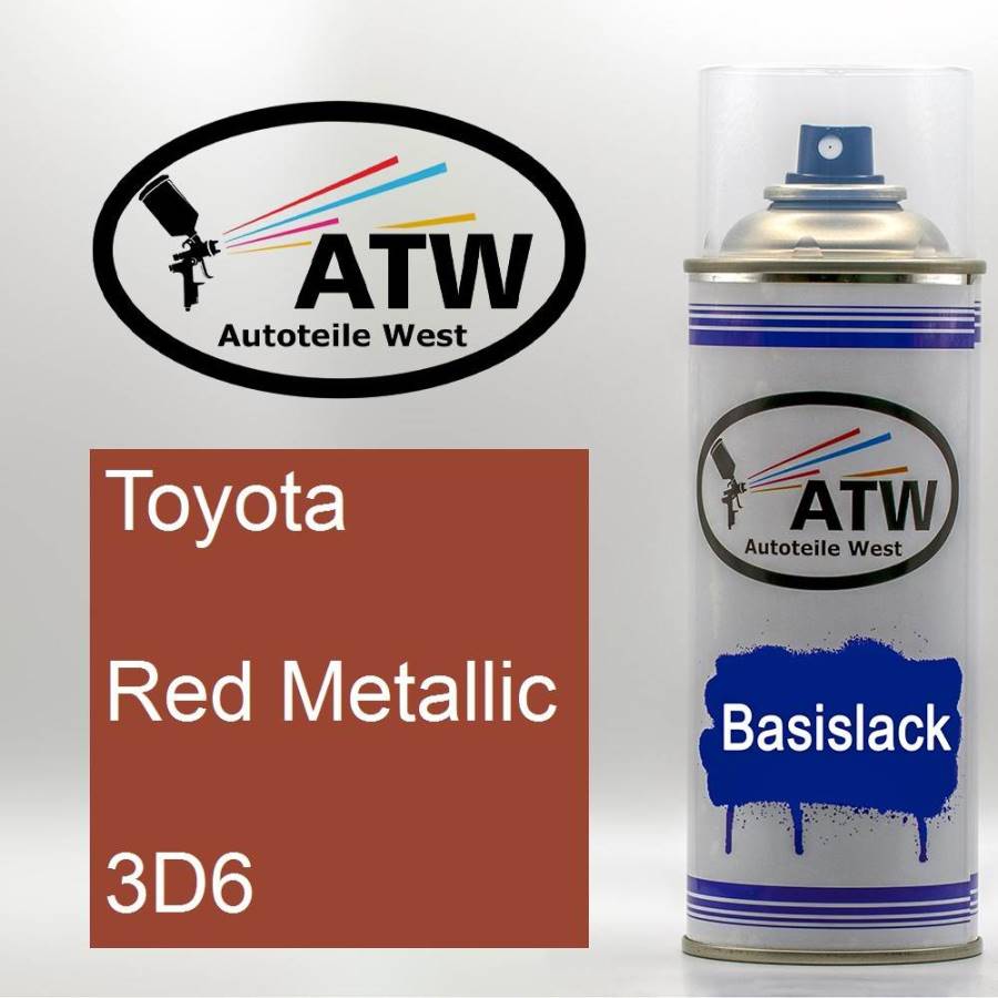 Toyota, Red Metallic, 3D6: 400ml Sprühdose, von ATW Autoteile West.